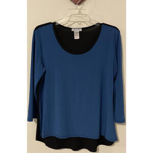 Forever Jade Womens Large Blue-Green Stretchy 3/4-Sleeved Blouse! A1034